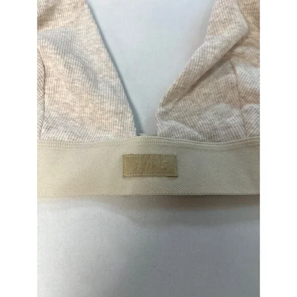 SKIMS Cotton Rib Plunge Bralette Oatmeal Heather Size Large NWT - Picture 5 of 8